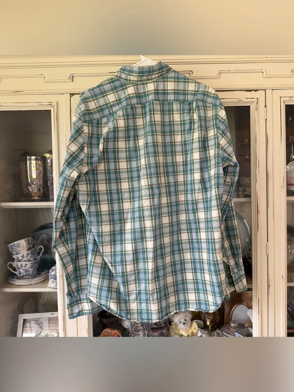 J. Crew Teal and White Plaid Cotton Button-Down